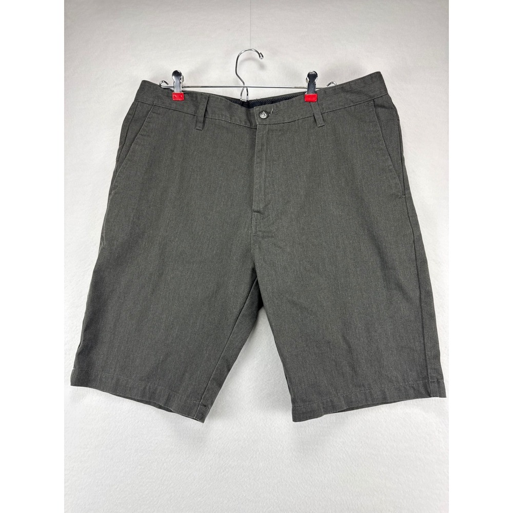 Volcom Shorts Mens 36 Charcoal Grey Chino Corpo Class Cotton Blend Casual